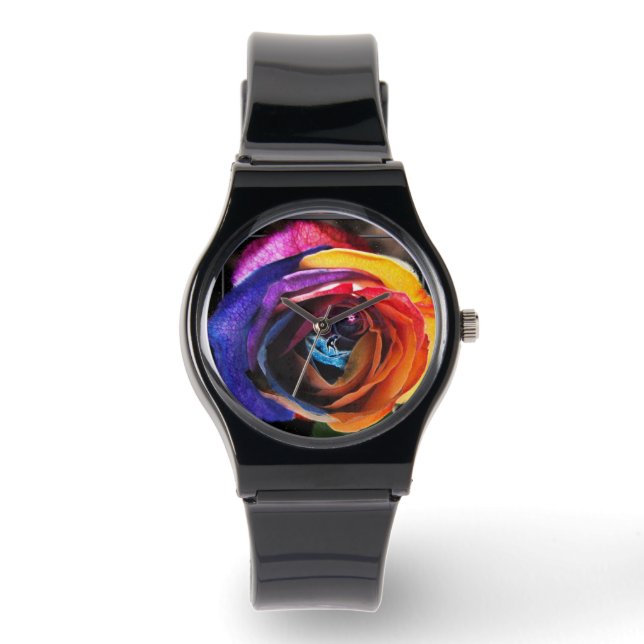 Surfing the Rainbow Rose   Armbanduhr (Vorderseite)