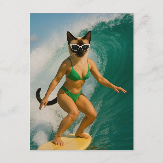 Surfing themed for Siamese Cat lovers Postkarte (Vorderseite)