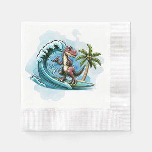 Surfing tropischer Dinosaurier Serviette