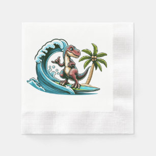 Surfing tropischer Dinosaurier Serviette