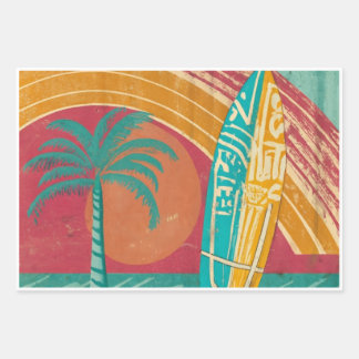 SURFING UND STRAND DESIGN GESCHENKPAPIER  SET