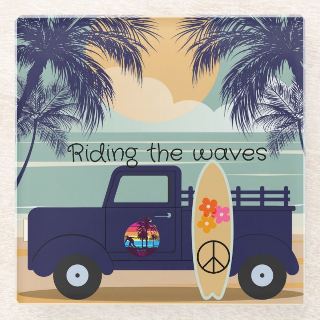 Surfing-Untersetzer Glasuntersetzer (Vorderseite)