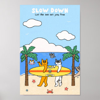 Surfkater am Strand Sommerstimmung Poster