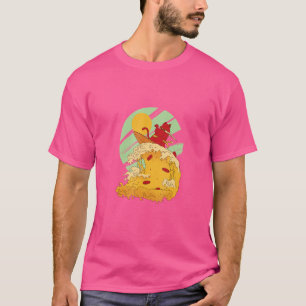 Surfkatze auf Pizzawelle von Kanagawa japanischer T-Shirt