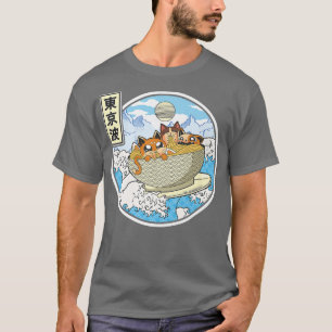 Surfkatzen essen Ramen Bowl Japanisch Waves Kawa T-Shirt