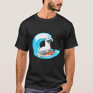 Surfkunst Lama Alpaka Surfer Surfbrett T-Shirt