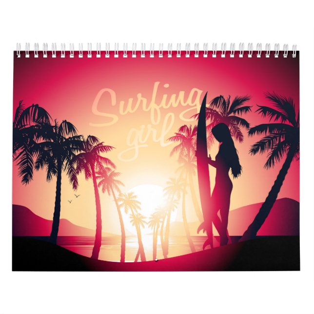 Surfmädchen bei Sonnenaufgang Kalender (Titelbild)