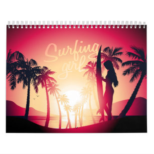Surfmädchen bei Sonnenaufgang Kalender