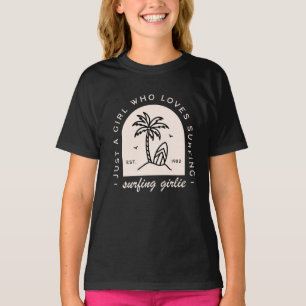 Surfmädchen Surfliebhaber zitieren Vintag schwarz T-Shirt