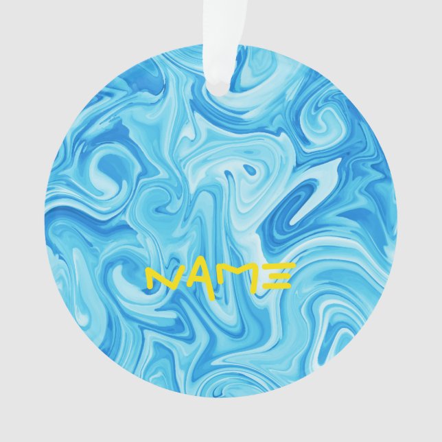 Surfname Blue Ocean Abstrakt Paint Beach Water Ornament (Vorderseite)