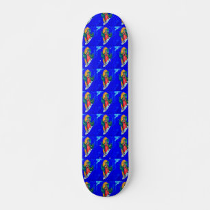 Surfnonnen auf blauem Skateboard