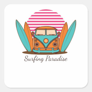 Surfparadies Quadratischer Aufkleber