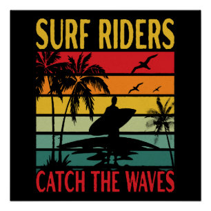 Surfreiter fangen die Wellen Poster
