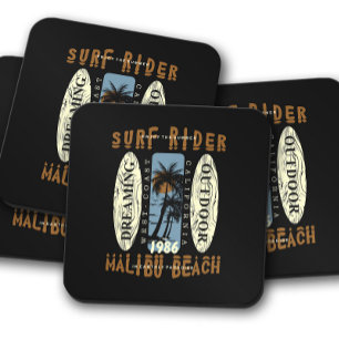 Surfrider Malibu Beach   Surfboard Untersetzer Set