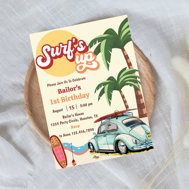 Surfs Up Beach 1. Geburtstag Einladung (Von Creator hochgeladen)