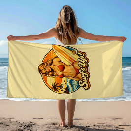 Surf's Up Bikini Pin-Up | Retro Surf Shop Grafik Strandtuch