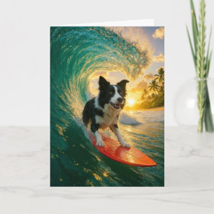 Surfs up Border Collie Karte