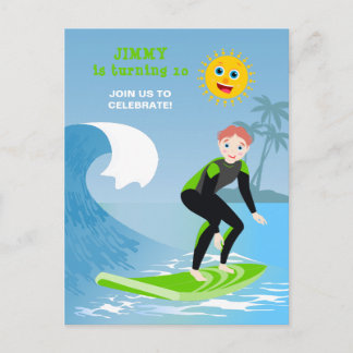 Surf's up boy Birthday Party Einladungspostkarte