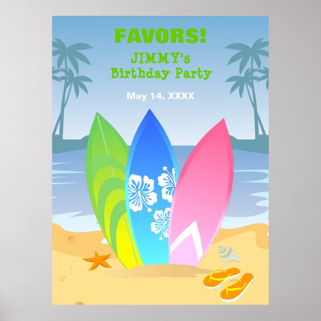 Surf's up boy Birthday Party Poster (Vorne)