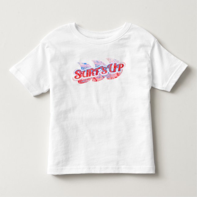 Surf's Up Boy's Red & Blue Surfing T - Shirt (Vorderseite)