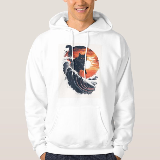 Surf's Up Cat Hoodie (Vorderseite)