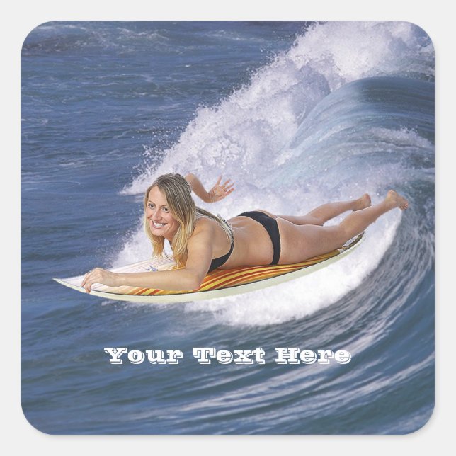 Surf's Up! Fang die Welle! Quadratischer Aufkleber (Vorderseite)
