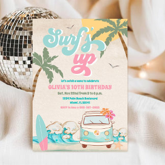 Surfs Up Geburtstags-Strandparty-Einladung Einladung