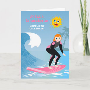 Surf's up Girly Birthday Party Einladung