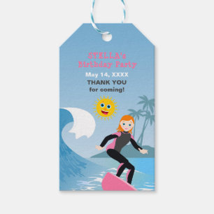 Surf's up Girly Birthday Party Geschenkanhänger