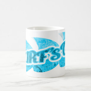 Surf's Up grellblaue Wellen Surfer Sport Tasse
