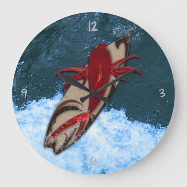 Surf's Up Large Clock Große Wanduhr (Vorderseite)