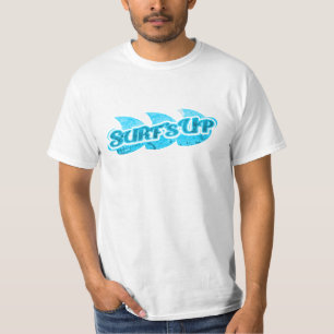 Surf's Up Männerlogo auf weißem T - Shirt
