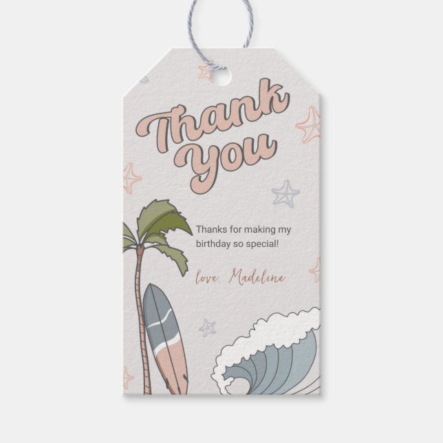 Surf's Up Ocean Birthday Danke Tag Geschenkanhänger (Vorderseite)
