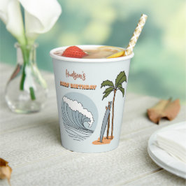 Surf's Up Ocean Wave Birthday Paper Cups Pappbecher