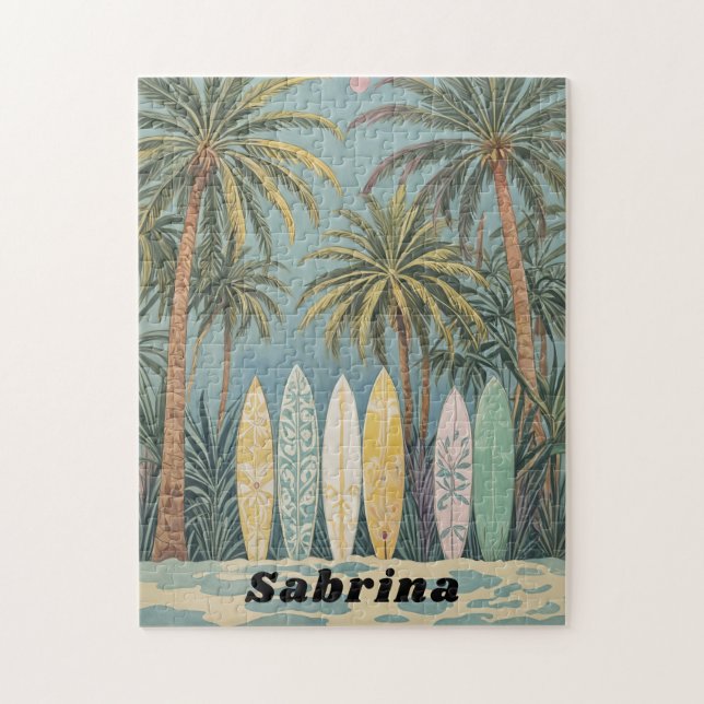 Surf's Up, Pastellstil Personalisiert Puzzle (Vertikal)