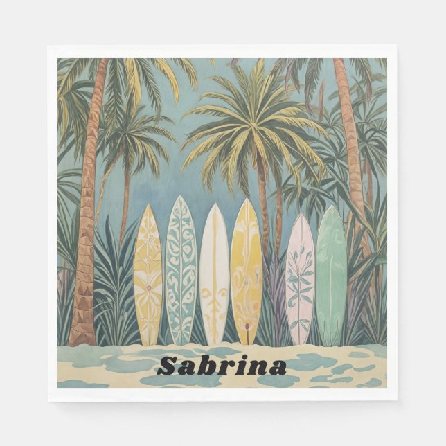 Surf's Up, Pastellstil Personalisiert Serviette (Vorderseite)