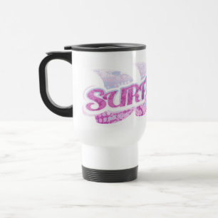 "Surf's Up" pink und lila Surfer reisen Schlamm Reisebecher