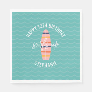 Surfs Up Pinkes Surfbrett Geburtstagsfeier Serviette