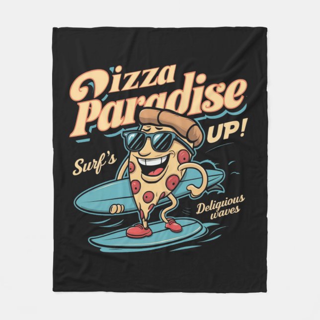 Surf's Up, Pizza Paradies Fleecedecke (Vorderseite)