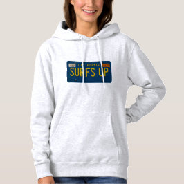 Surfs Up Retro 1969 California License Plate Surf Hoodie