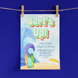 Surf's Up Retro Beach zum ersten Geburtstag Einladung