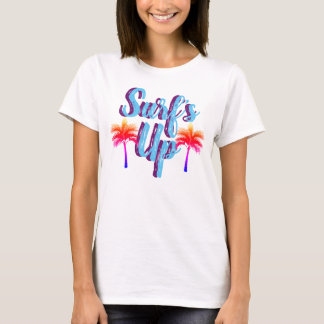 Surf's Up Sommer Sonnenuntergang Palmen Bäume T-Shirt