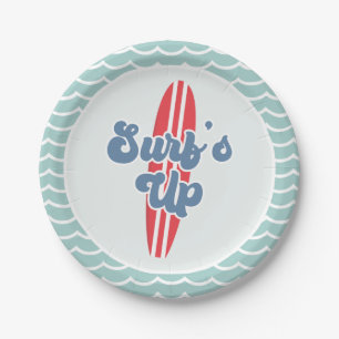 Surfs Up Strand Geburtstagspapierplatten Pappteller