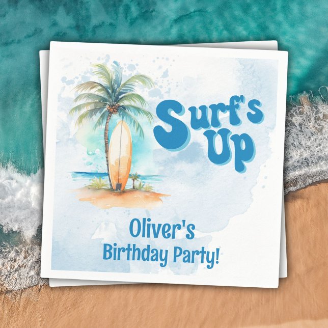 Surf's Up Summer Beach Geburtstagsparty Serviette (Von Creator hochgeladen)