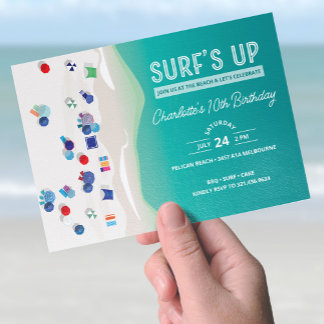 Surf's Up Summer Beach Party Einladung zum Geburts