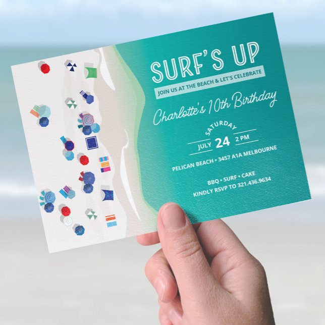 Surf's Up Summer Beach Party Einladung zum Geburts (Von Creator hochgeladen)