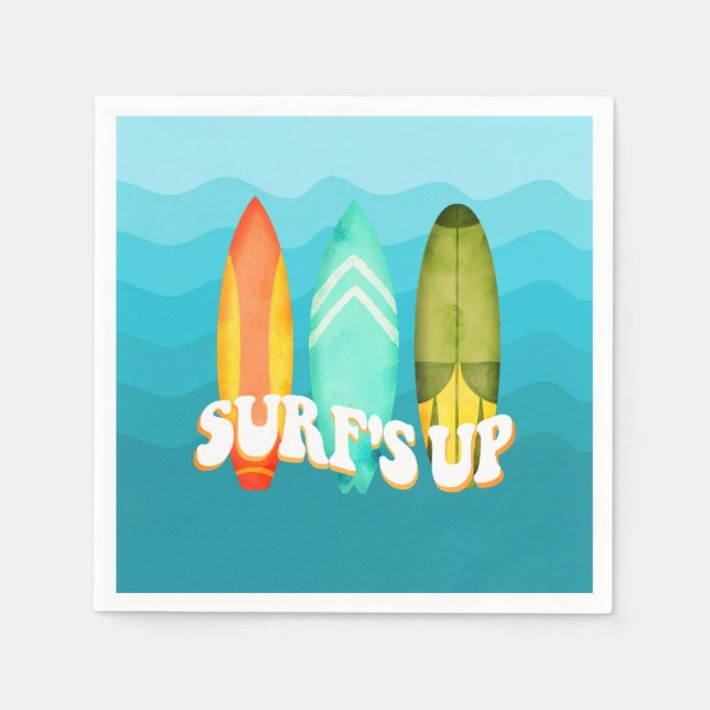 Surfs Up Surfboard Geburtstagsfeier Serviette (Vorderseite)