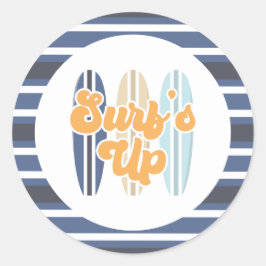 Surf's Up Surfboard Strand Geburtstag Runder Aufkleber