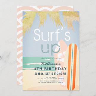Surf's Up Surfboards Beach Girl Geburtstag Einladung