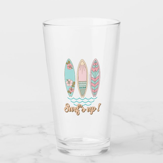 Surf's Up Surfbretter Summer Beach Life Glas (Vorderseite)